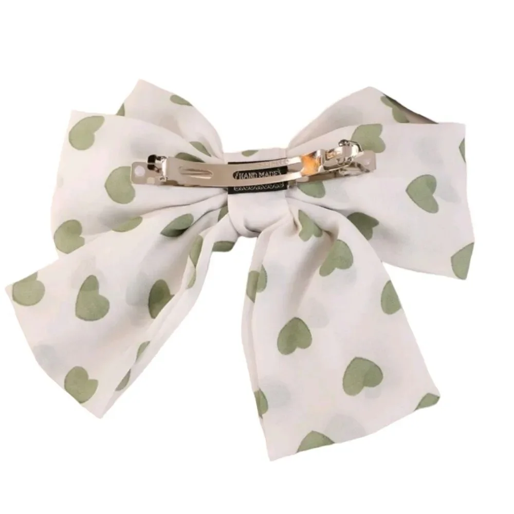 Heart Print Bow Barrette